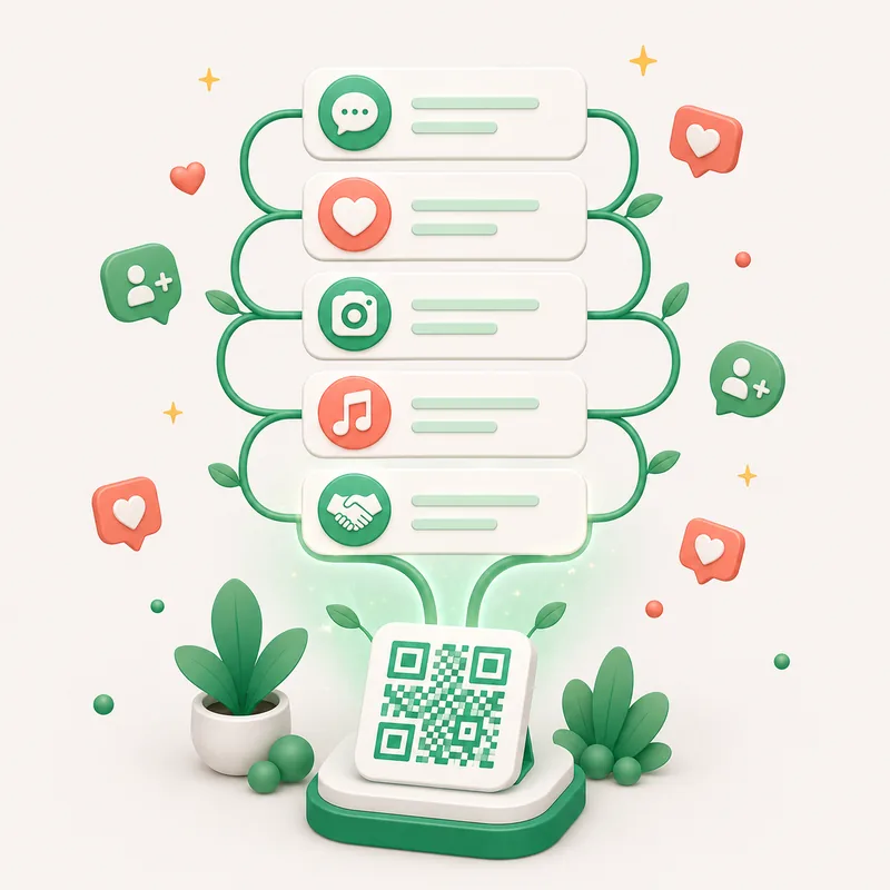 Ilustrație: cod QR AnyQR — Profiluri social media